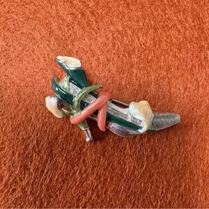 Kenneth Jay Lane Green and Silver Art Nouveau Brooch